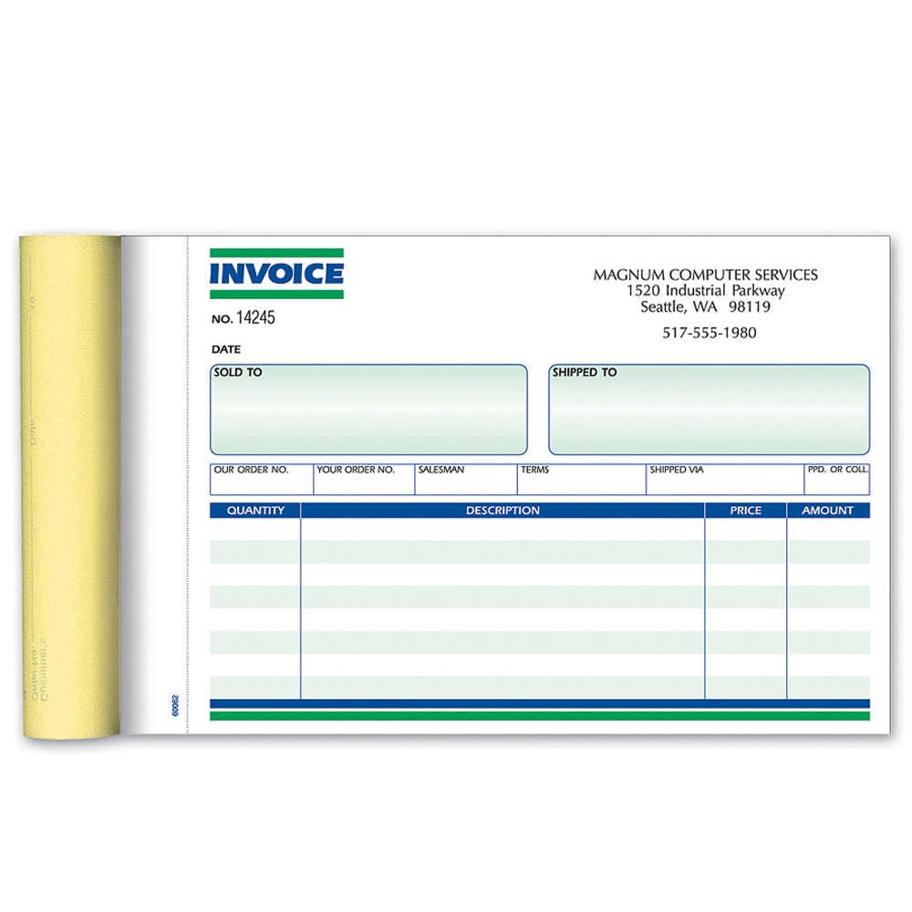 Custom Pre-Formatted Business Forms, Ruled Invoice Book, 7-3/4”