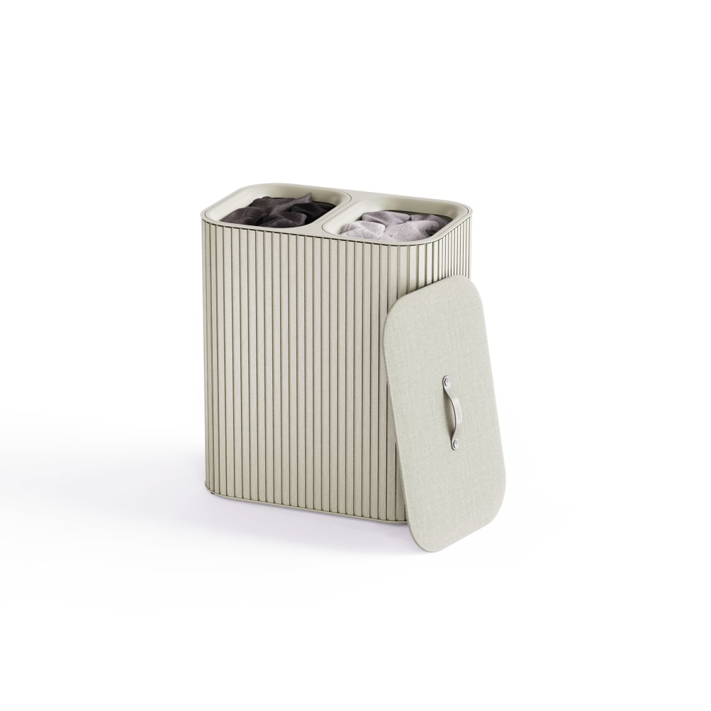 Joseph Joseph Twin Bamboo Laundry Basket, Ecru, Total