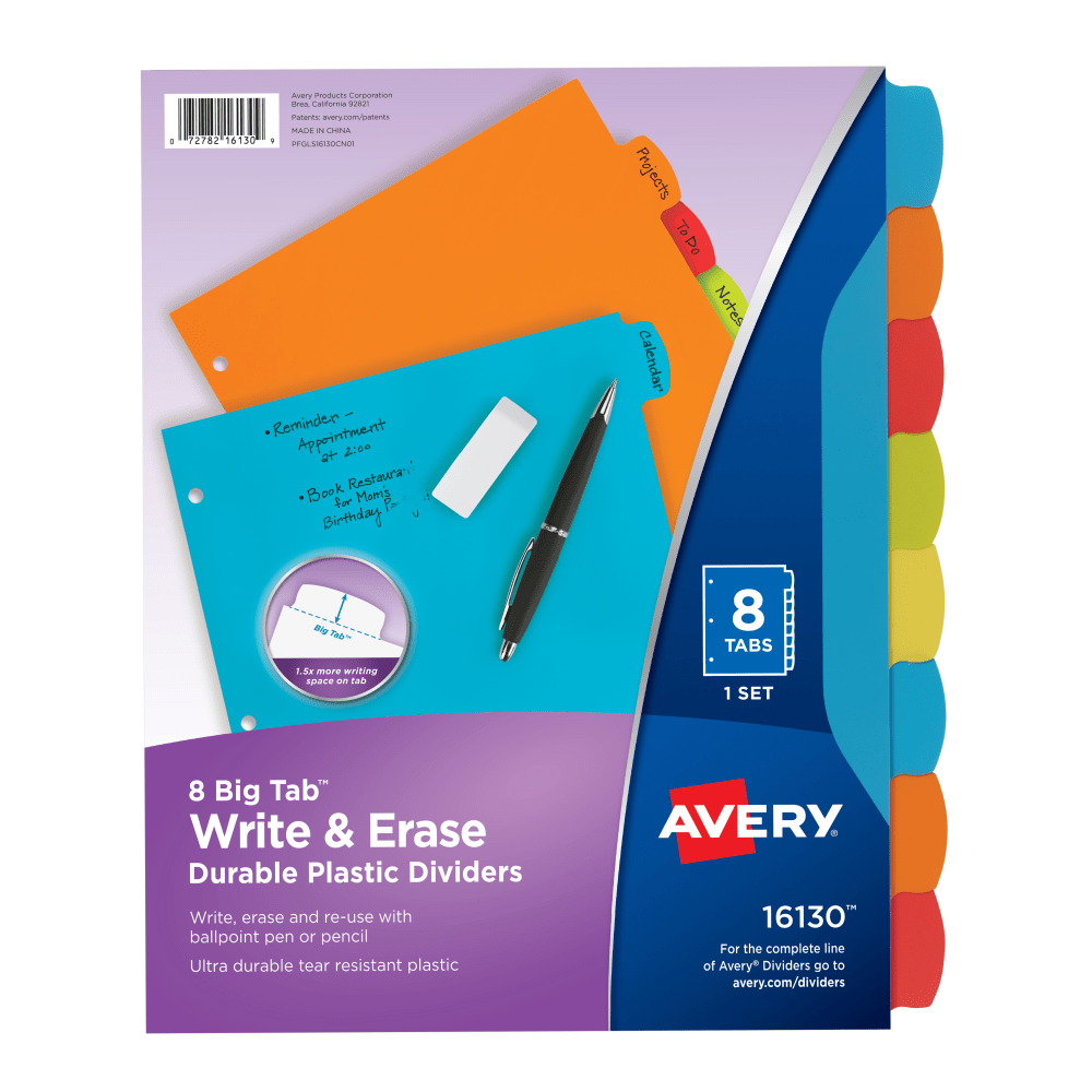 Avery® Big Tab™ Write & Erase Durable Plastic