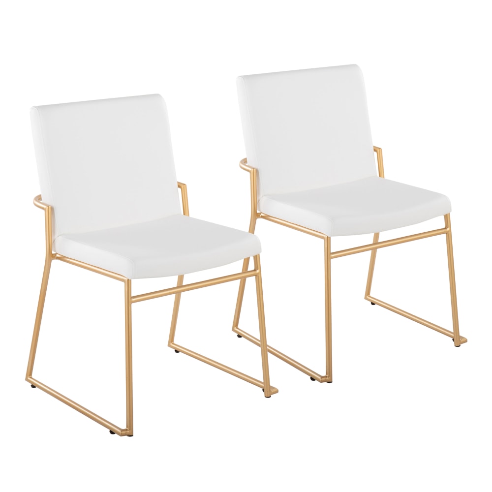 LumiSource Dutchess Contemporary Dining Chairs, White/Gold, Set