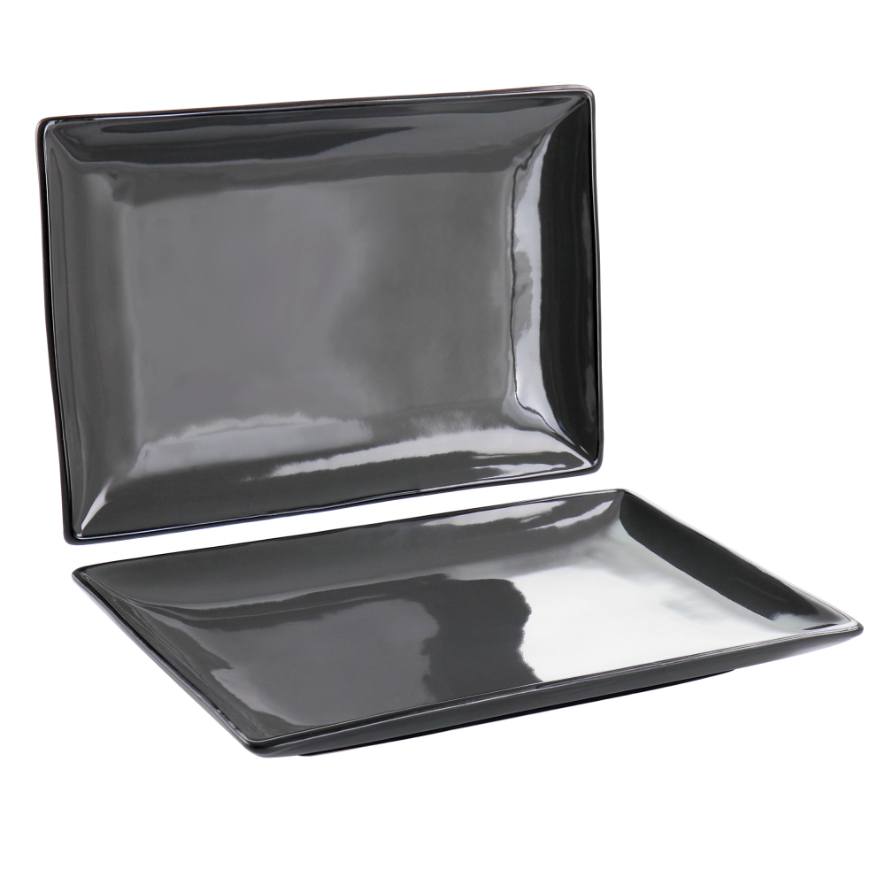 Gibson Home Urban Cafe 2-Piece Rectangle Stoneware Platter