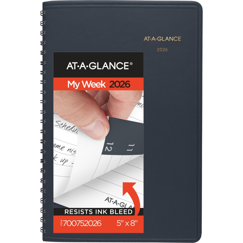 AT-A-GLANCE® 2026 Weekly Appointment Book Planner, Navy, Small,