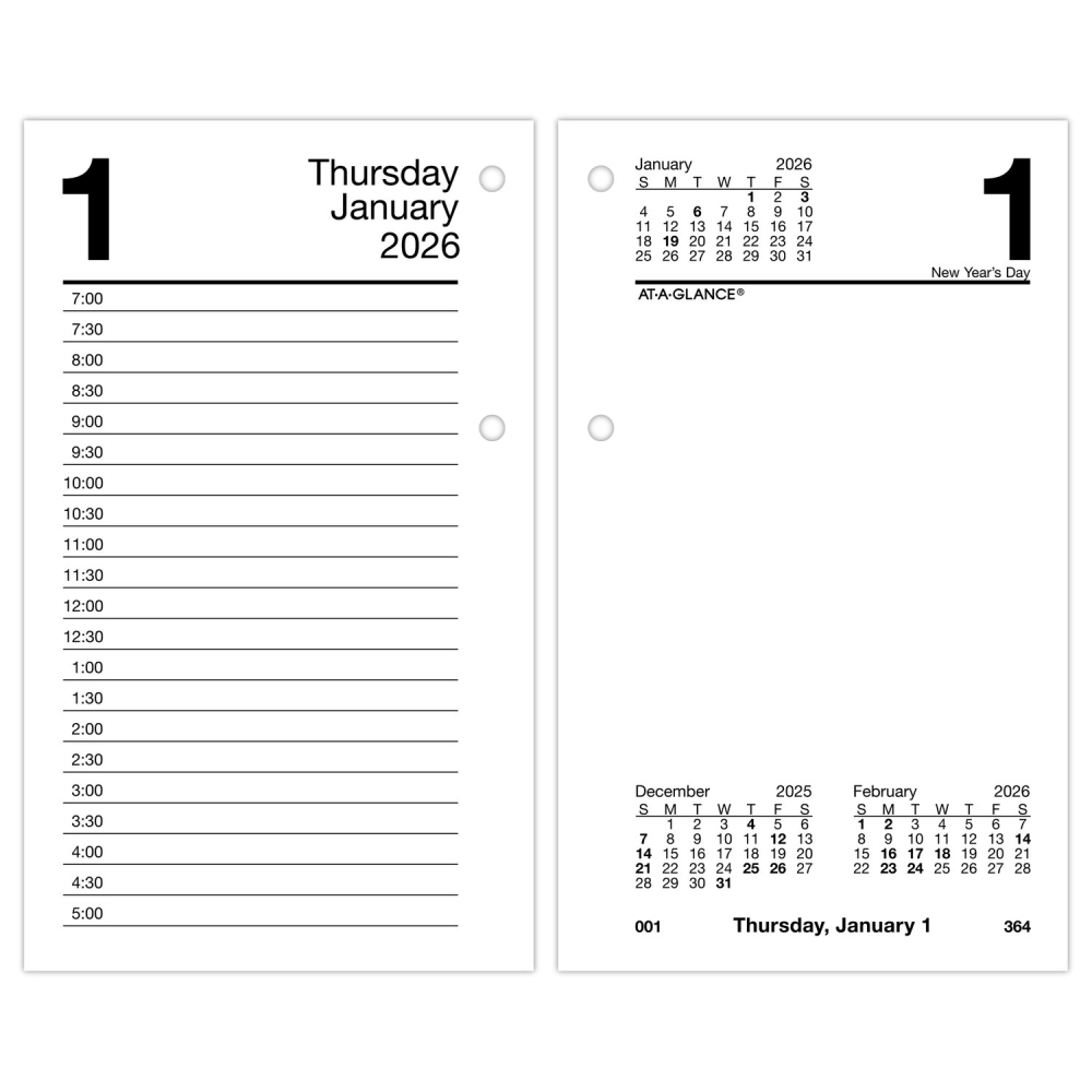 AT-A-GLANCE® 2026 Daily Loose-Leaf Desk Calendar Refill,