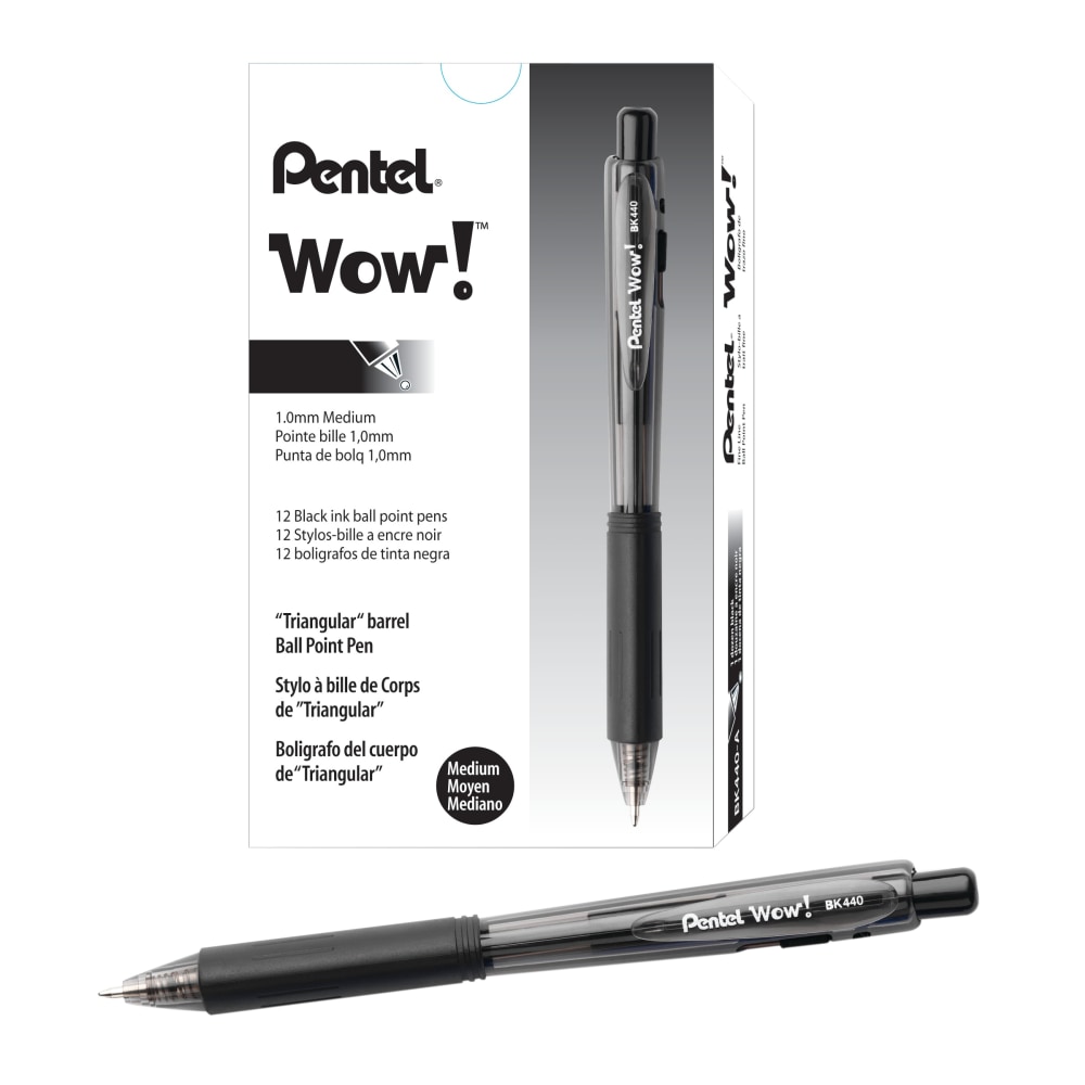 Pentel® WOW!™ Retractable Ballpoint Pens, Medium Point, 1.0