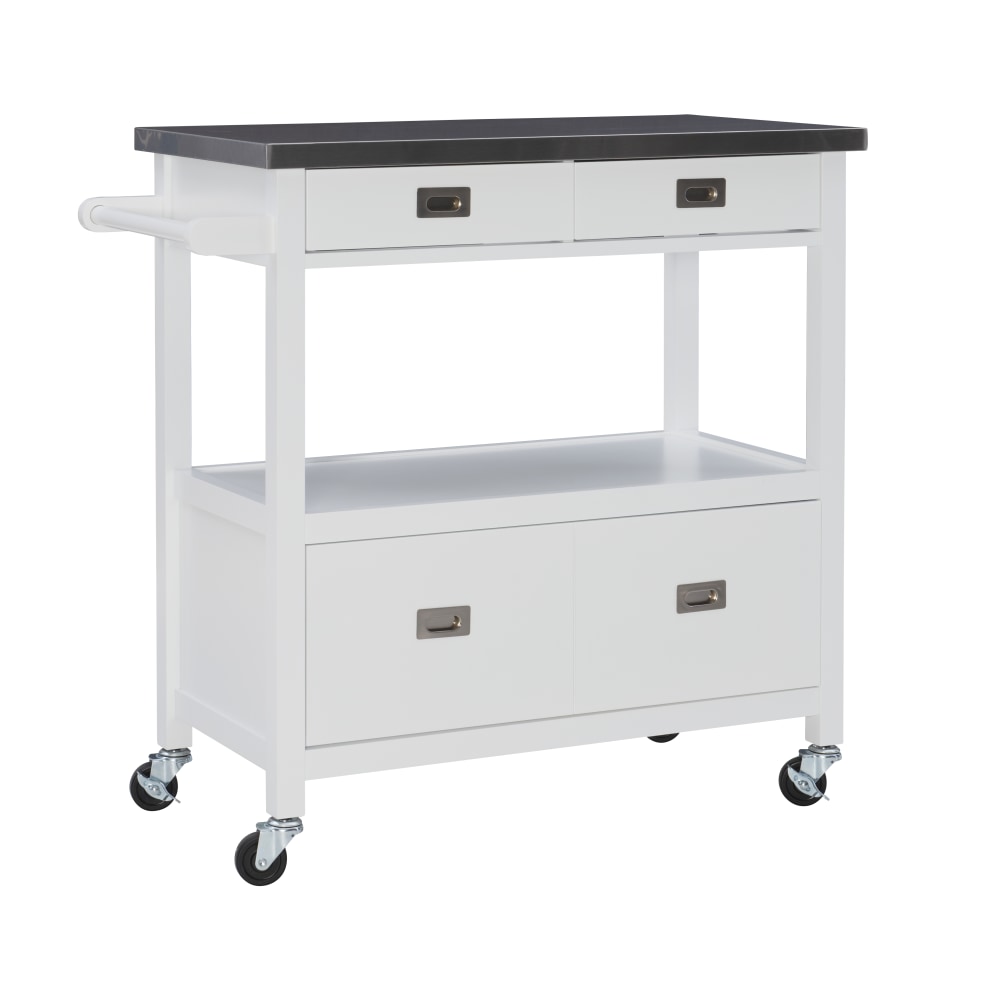 Linon Victoria 36"H Kitchen Cart With Stainless-Steel Top,