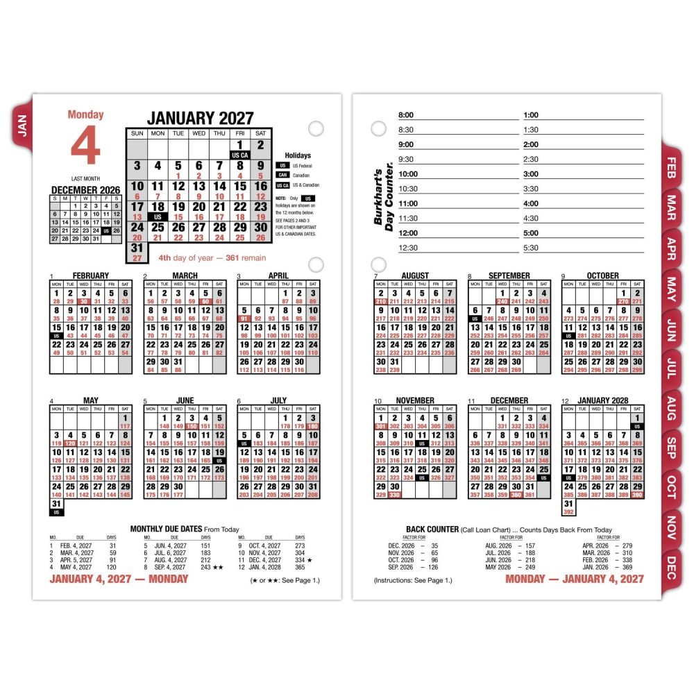 AT-A-GLANCE® Burkhart's Day Counter® 2027 Daily Loose-Leaf