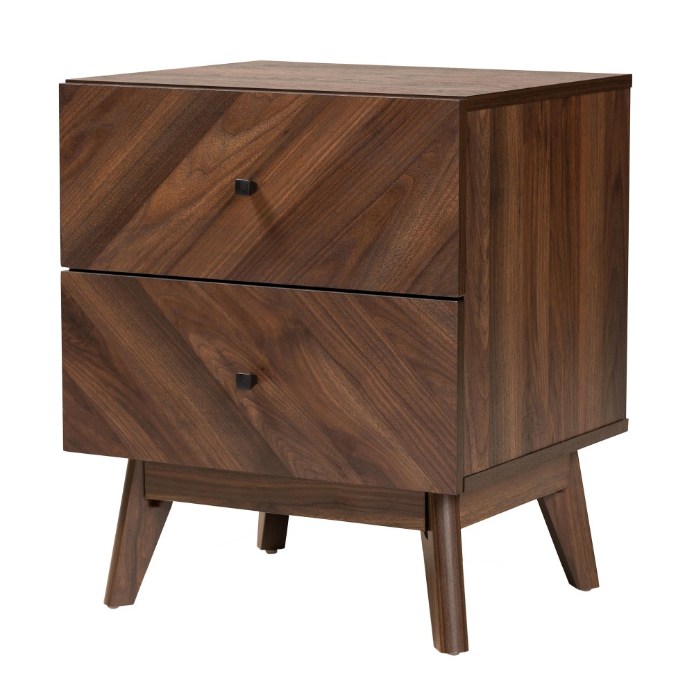 Baxton Studio Hartman 2-Drawer Nightstand, 22-3/4"H x