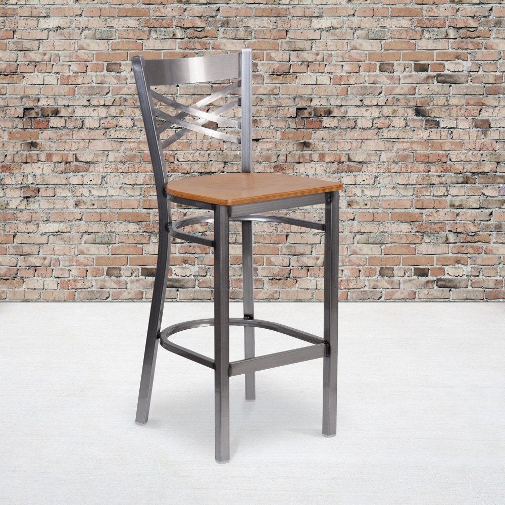 Flash Furniture Metal/Wood Restaurant Barstool With X Back,