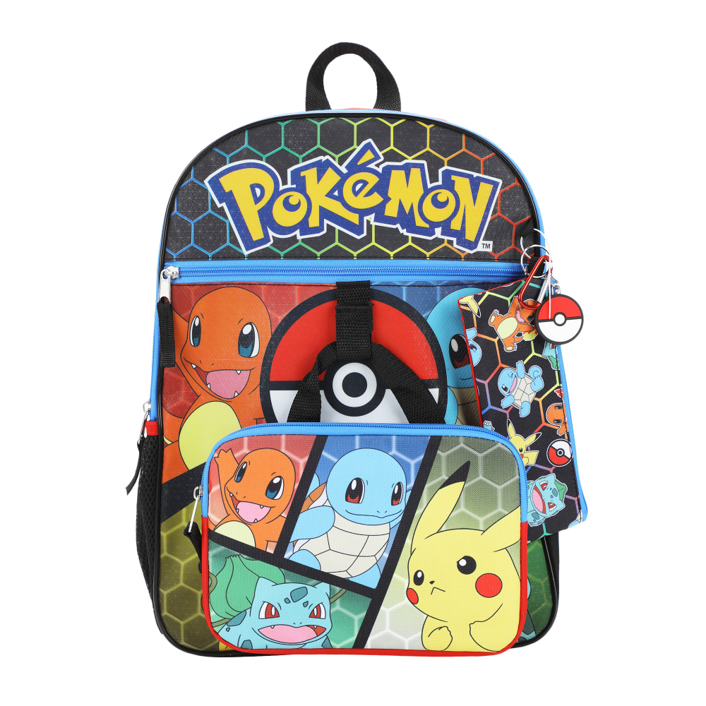 Bioworld Pokémon Starter Characters 5-Piece Backpack Set, Red