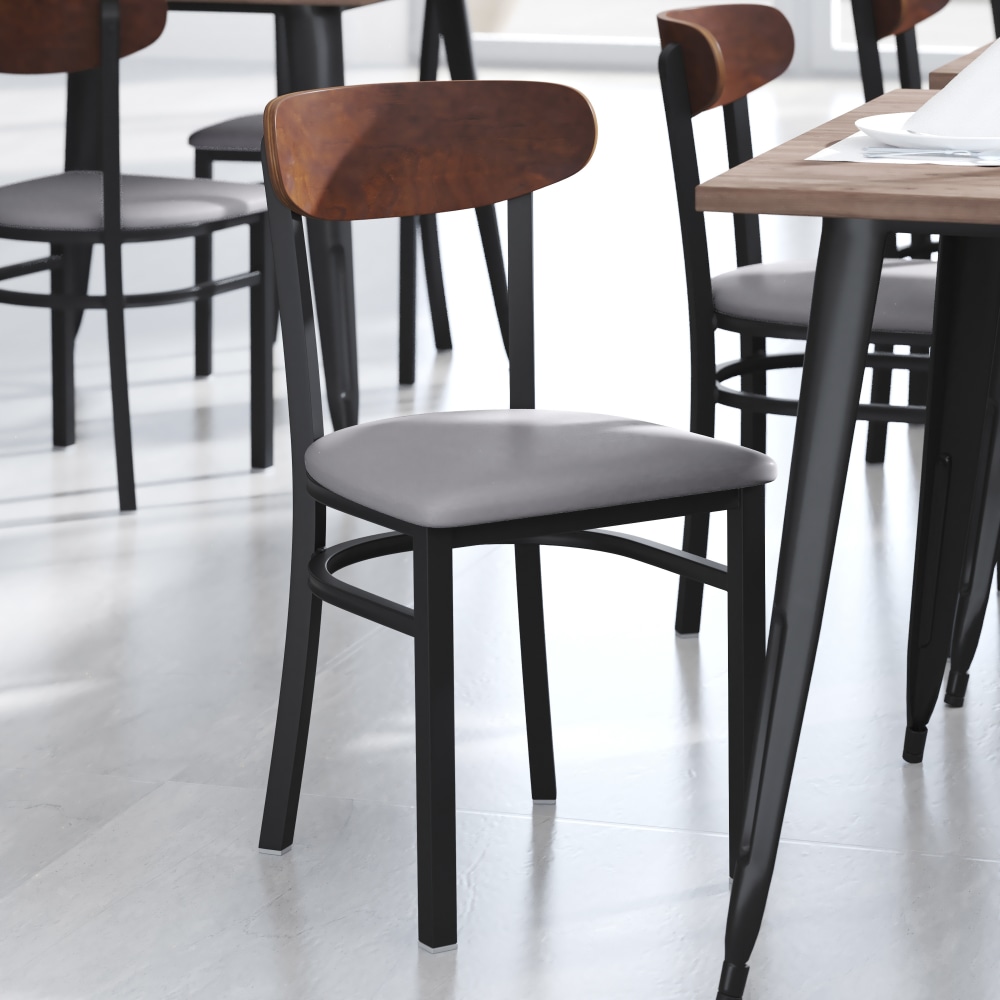 Flash Furniture Wright Commercial Grade Dining Chair, Walnut/Gray