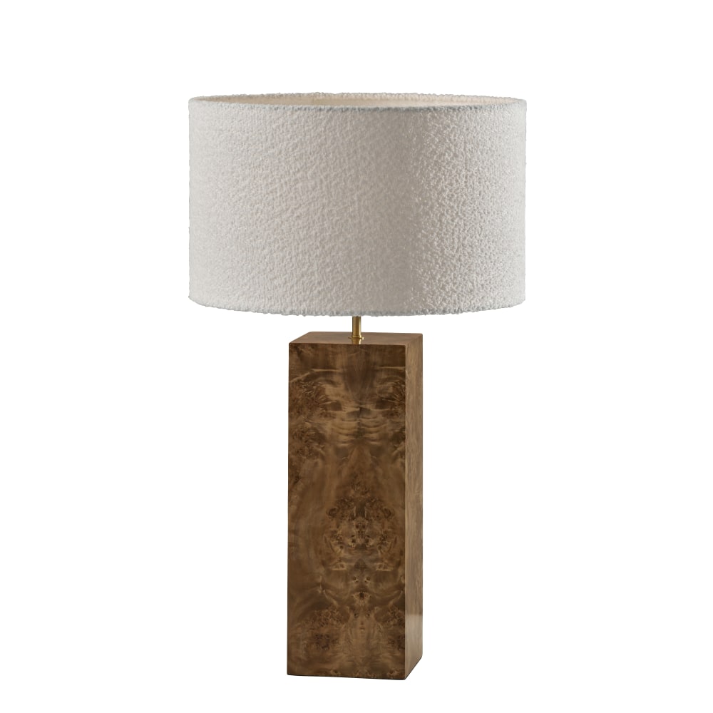Adesso Frederick Tall Table Lamp, 28-1/4”H, White Shade/Burled