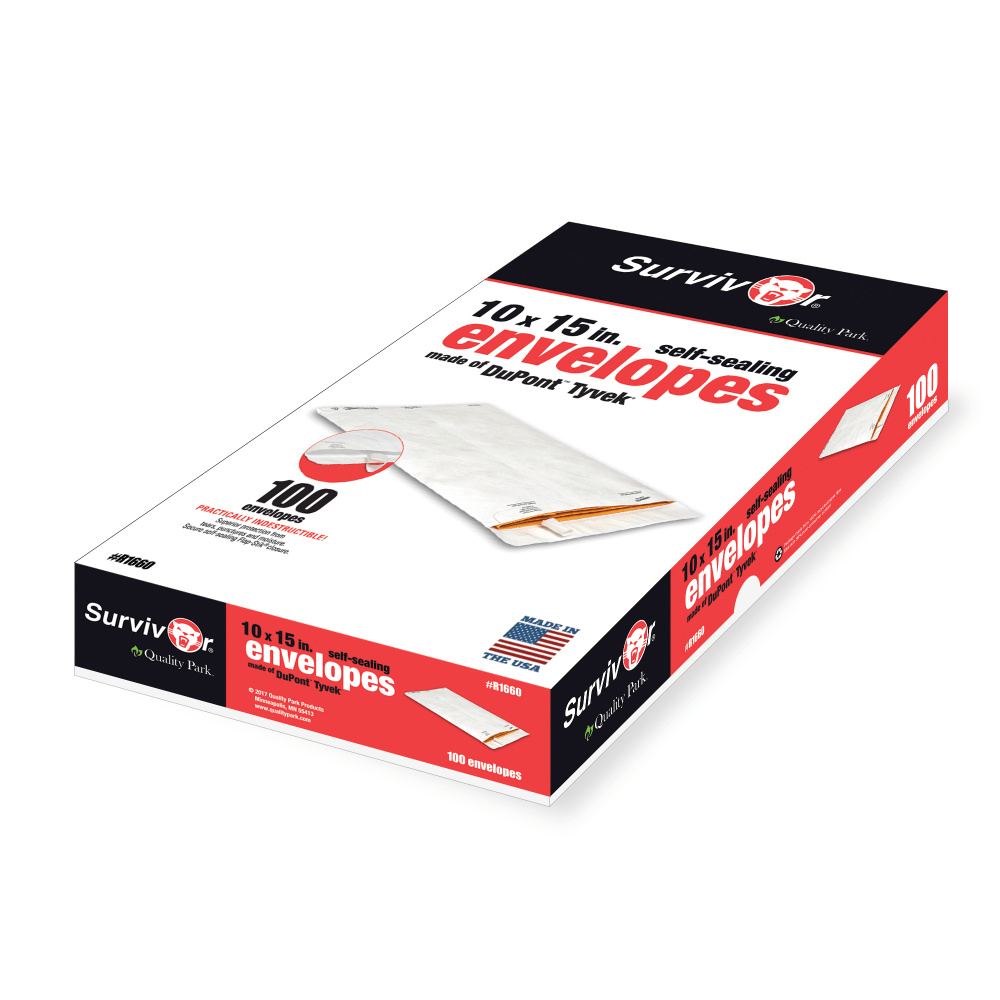 Quality Park® Tyvek® Envelopes, 10" x 15", White,