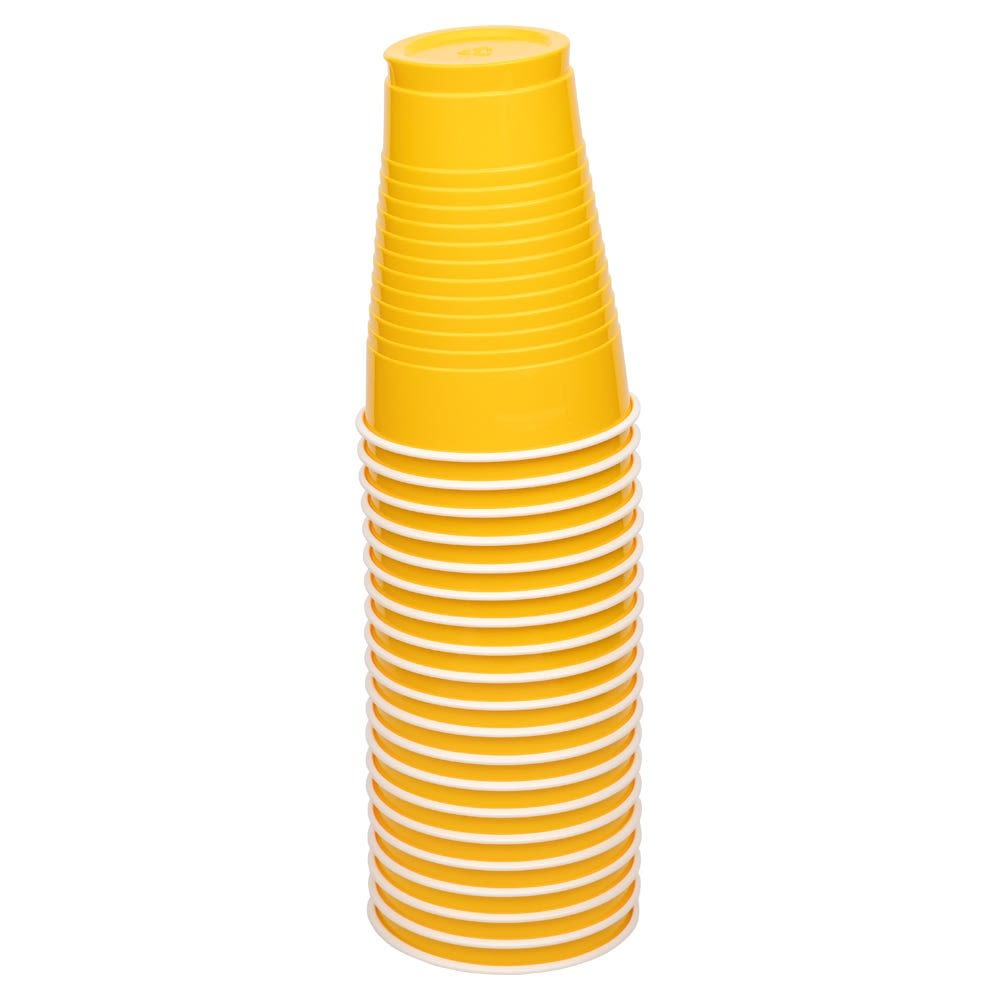 JAM PAPER Plastic Party Cups, 12 oz, Yellow,