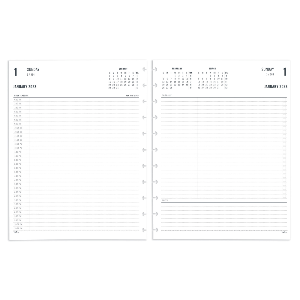 TUL® Discbound Daily Refill Pages, Half-Hourly Appointment Times,