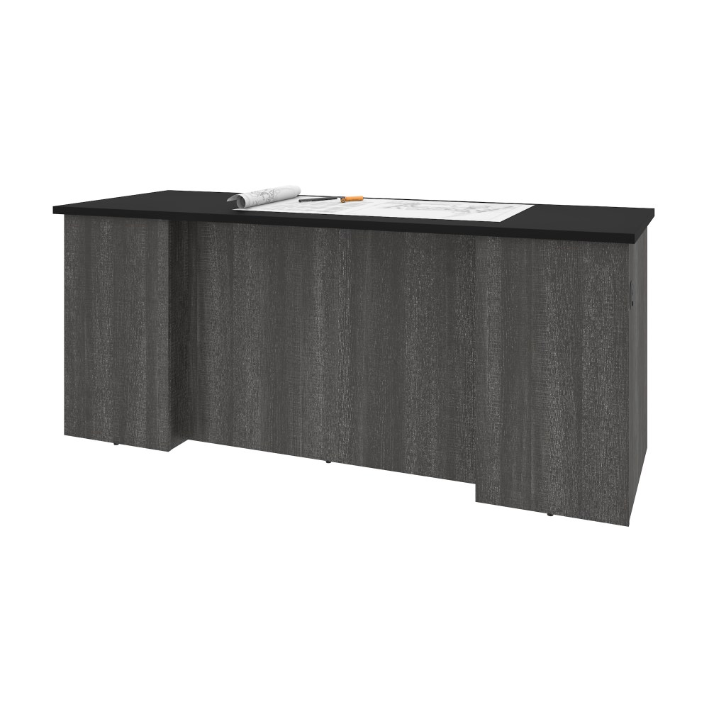 Bestar Norma 71"W Computer Desk Shell, Black/Bark Gray