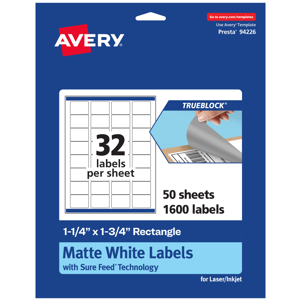 Avery® TrueBlock® Labels With Sure Feed®, 94226-TWMP50,