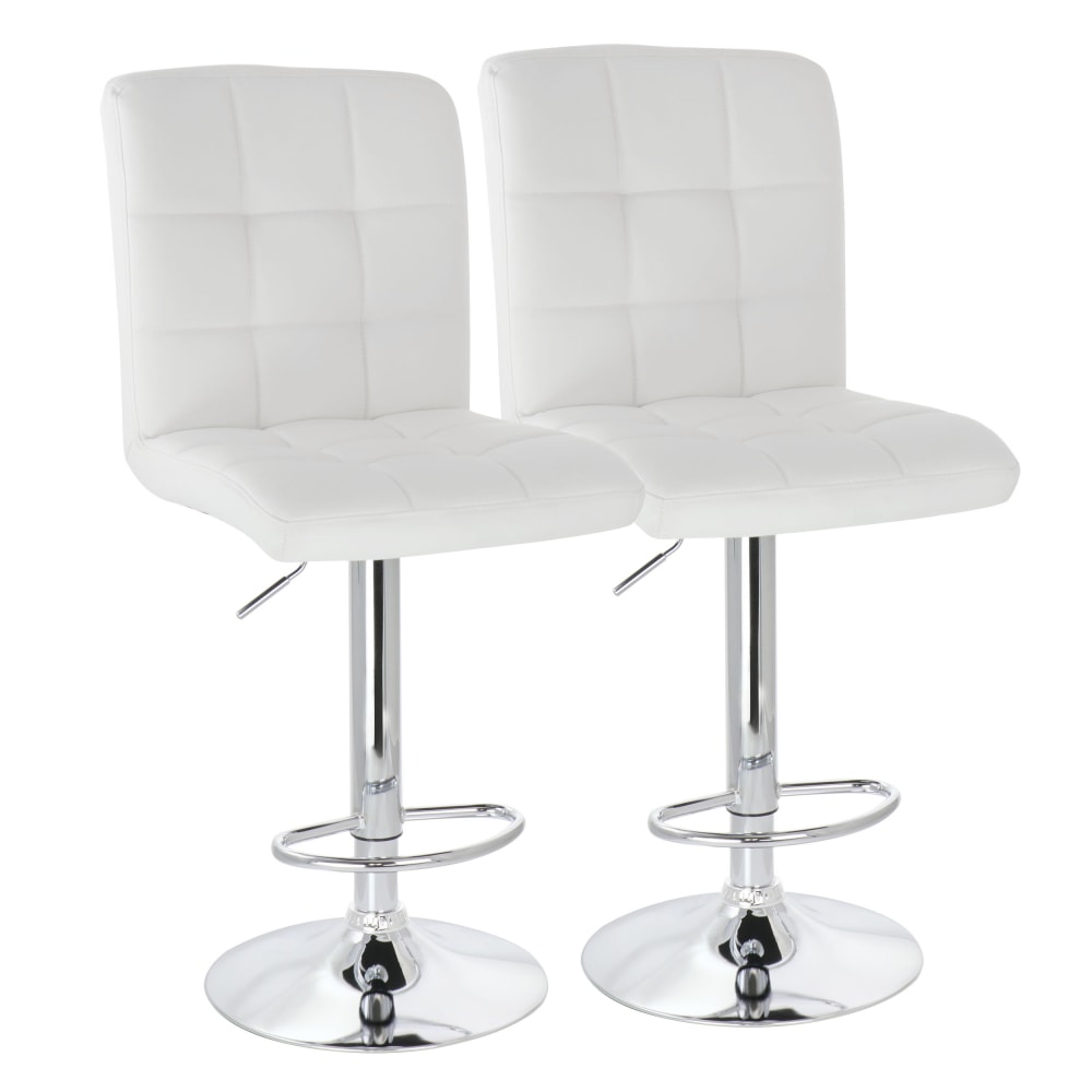 Elama Square Tufted Faux Leather Adjustable Bar Stools,