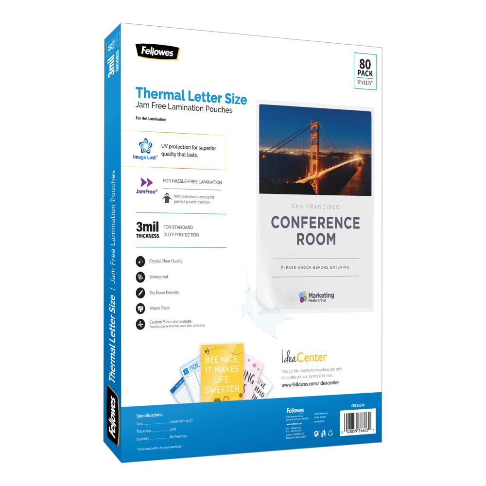 Fellowes® ImageLast Laminating Pouches, 9" x 11-1/2", 3