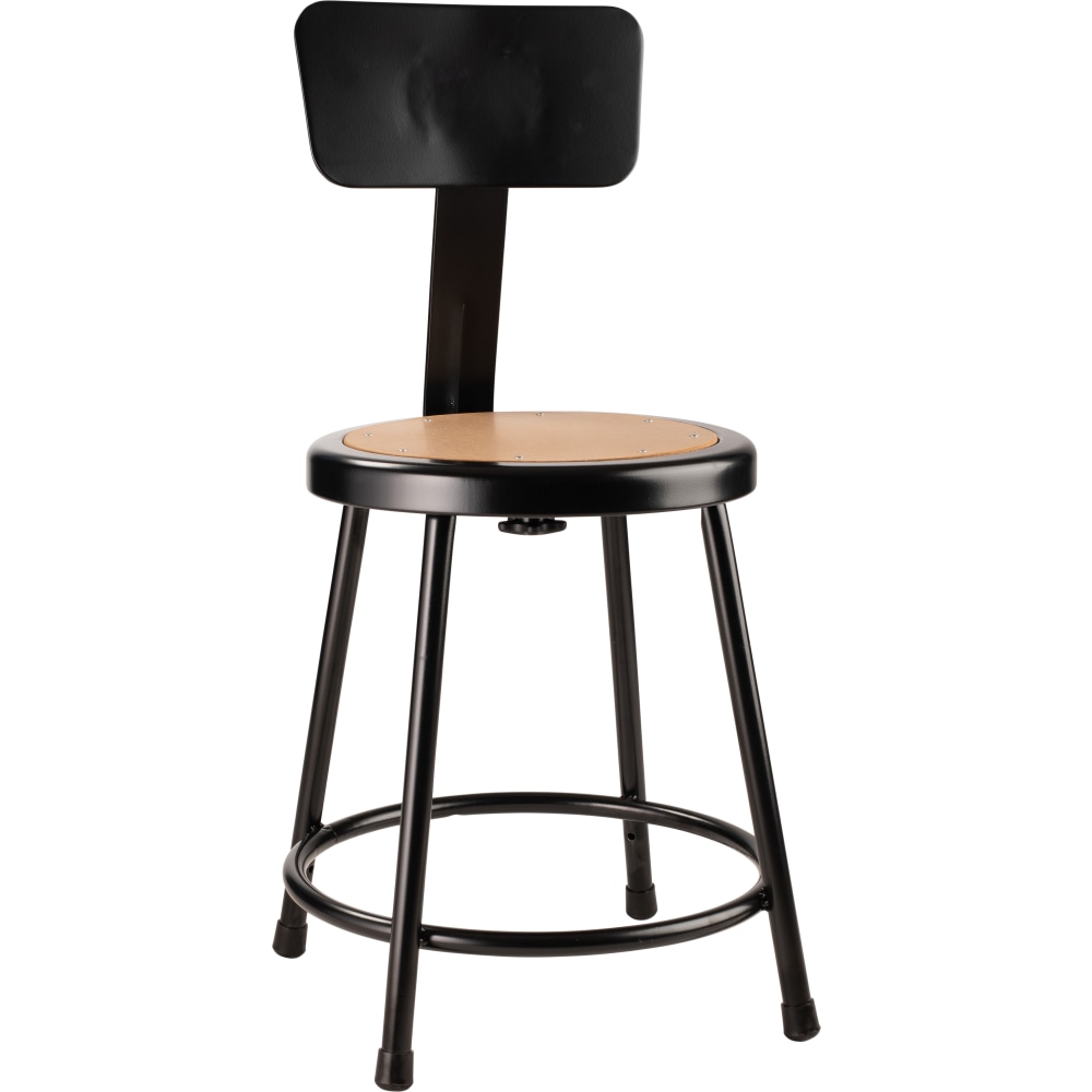 National Public Seating Hardboard Stool With Back, 18"H,