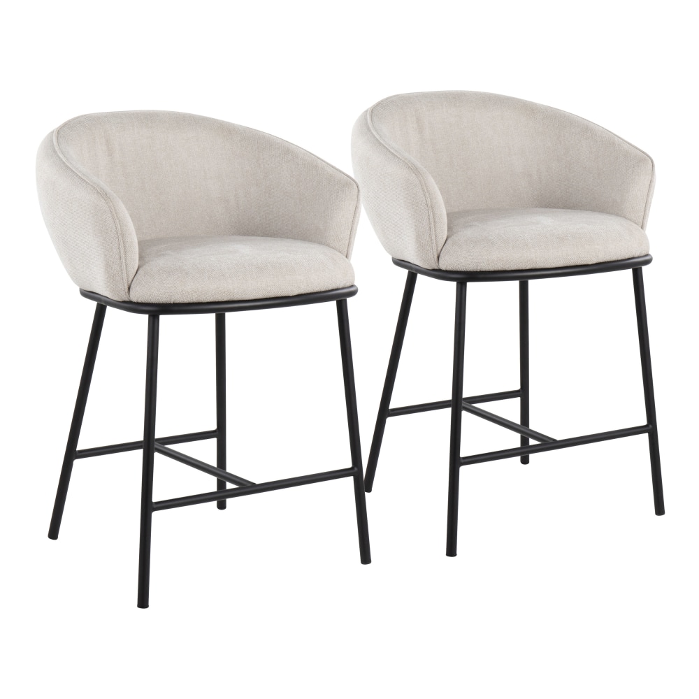 LumiSource Ashland Counter Stools, Cream/Black, Set Of 2