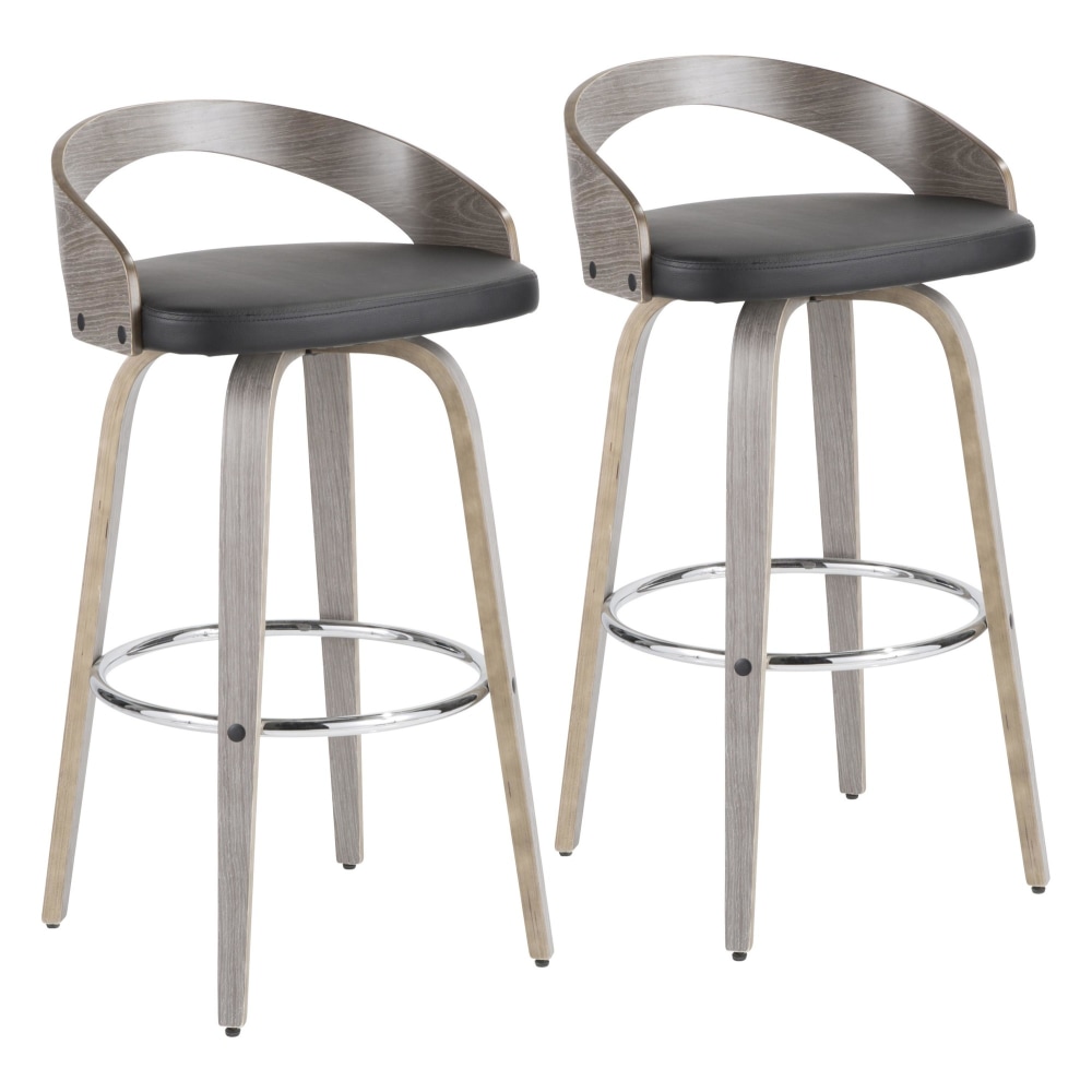 LumiSource Grotto Bar Stools, Light Gray/Black, Set Of