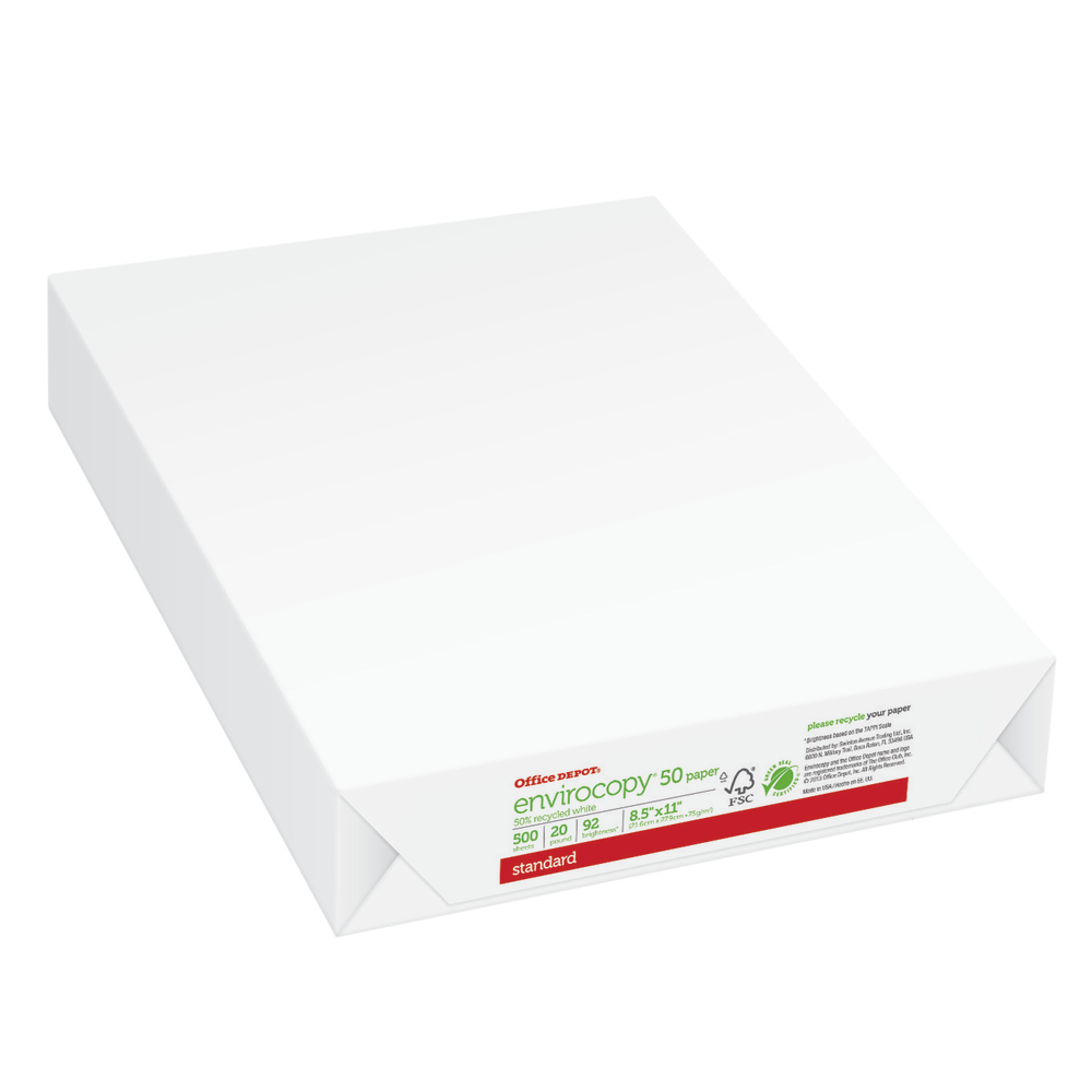 Office Depot® EnviroCopy® Copy Paper, 1 Ream, White,