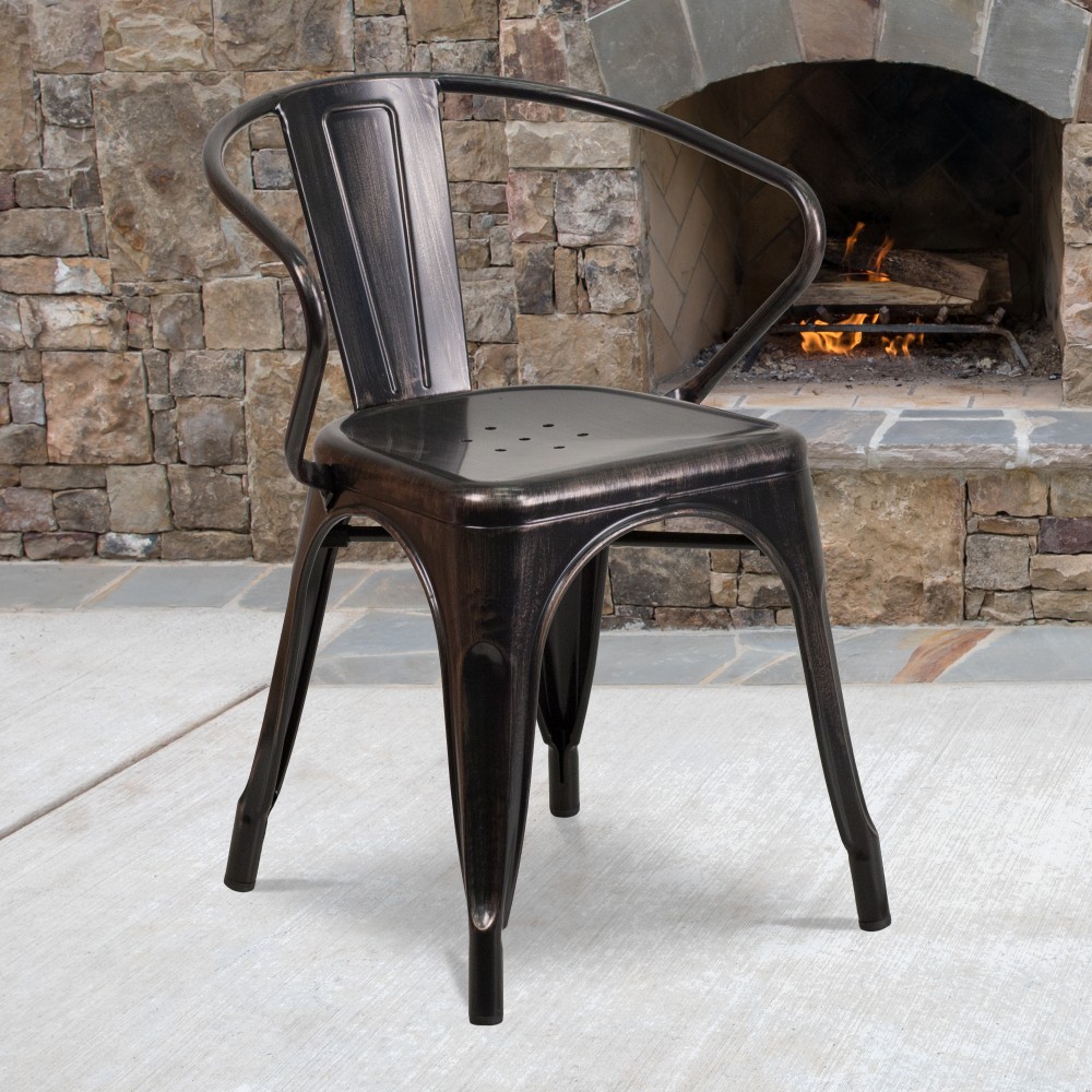 Flash Furniture Commercial Grade Metal Indoor-Outdoor Chair With