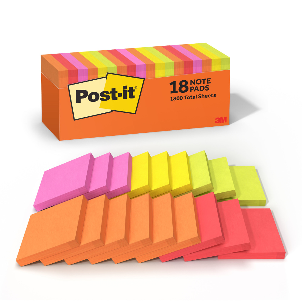 Post-it® Notes, 3 x 3 in, 18 Sticky