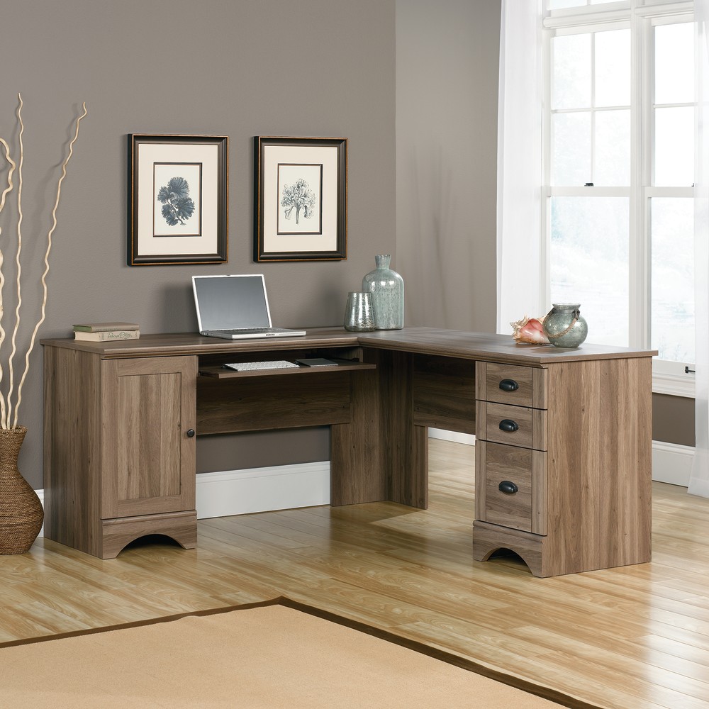 Sauder® Harbor View 66"W Corner Desk, Salt Oak