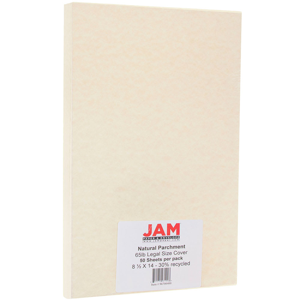 JAM Paper® Legal Card Stock, Natural Parchment, Legal