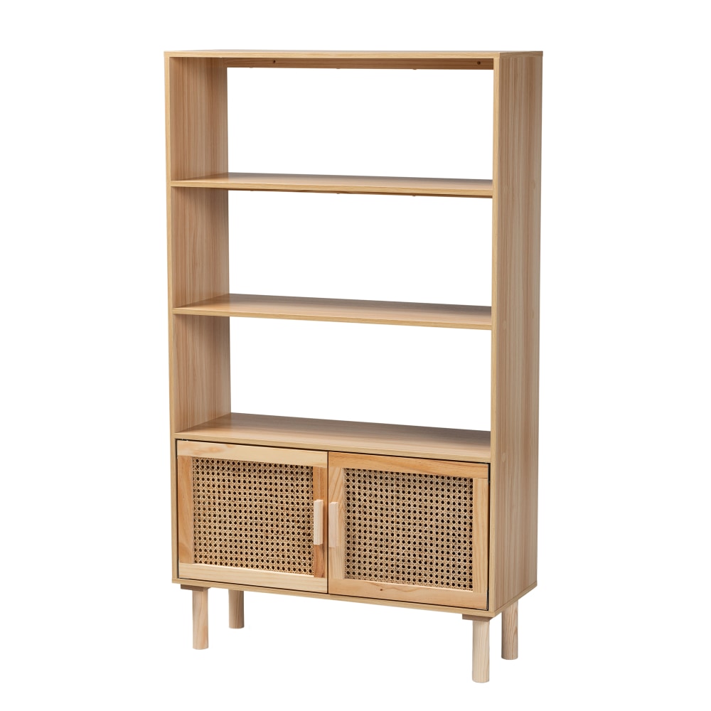 Baxton Studio Faulkner 56"H 4-Shelf Bookcase, Beige/Natural