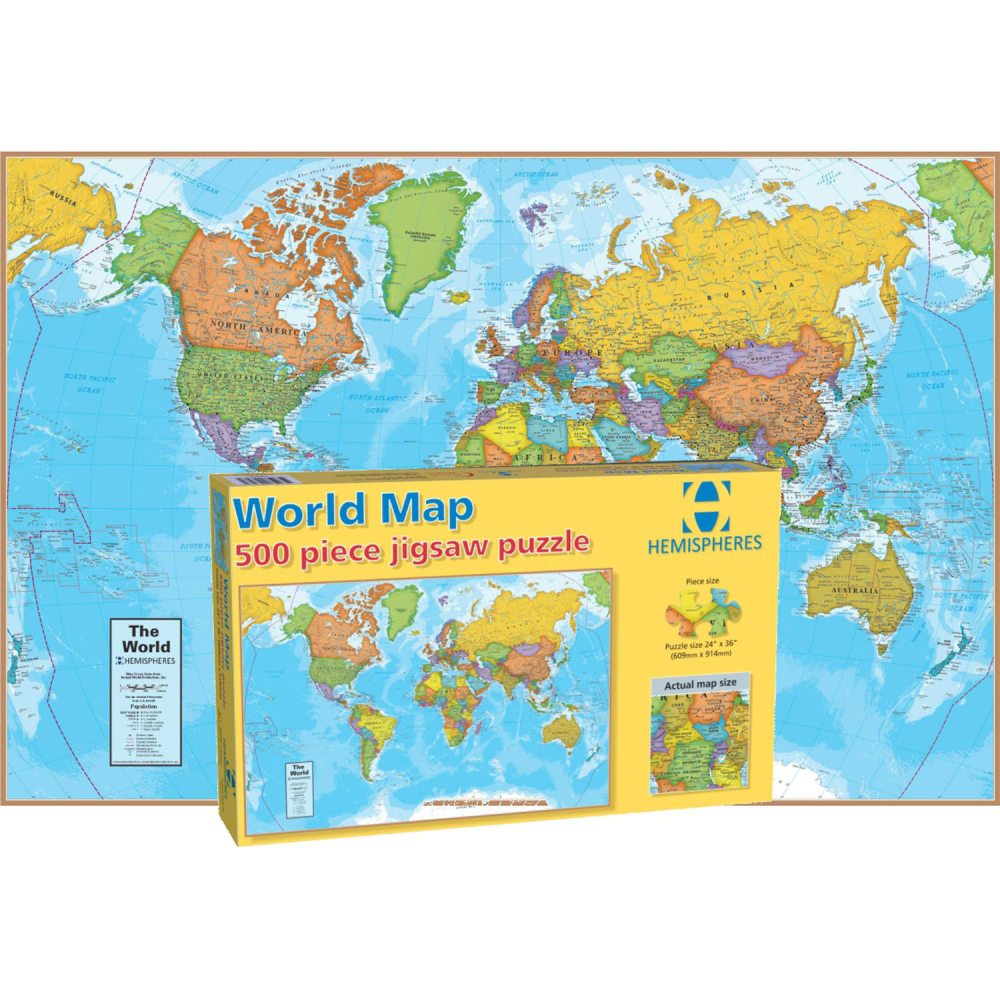 Round World Products World Map Jigsaw Puzzle, 24"