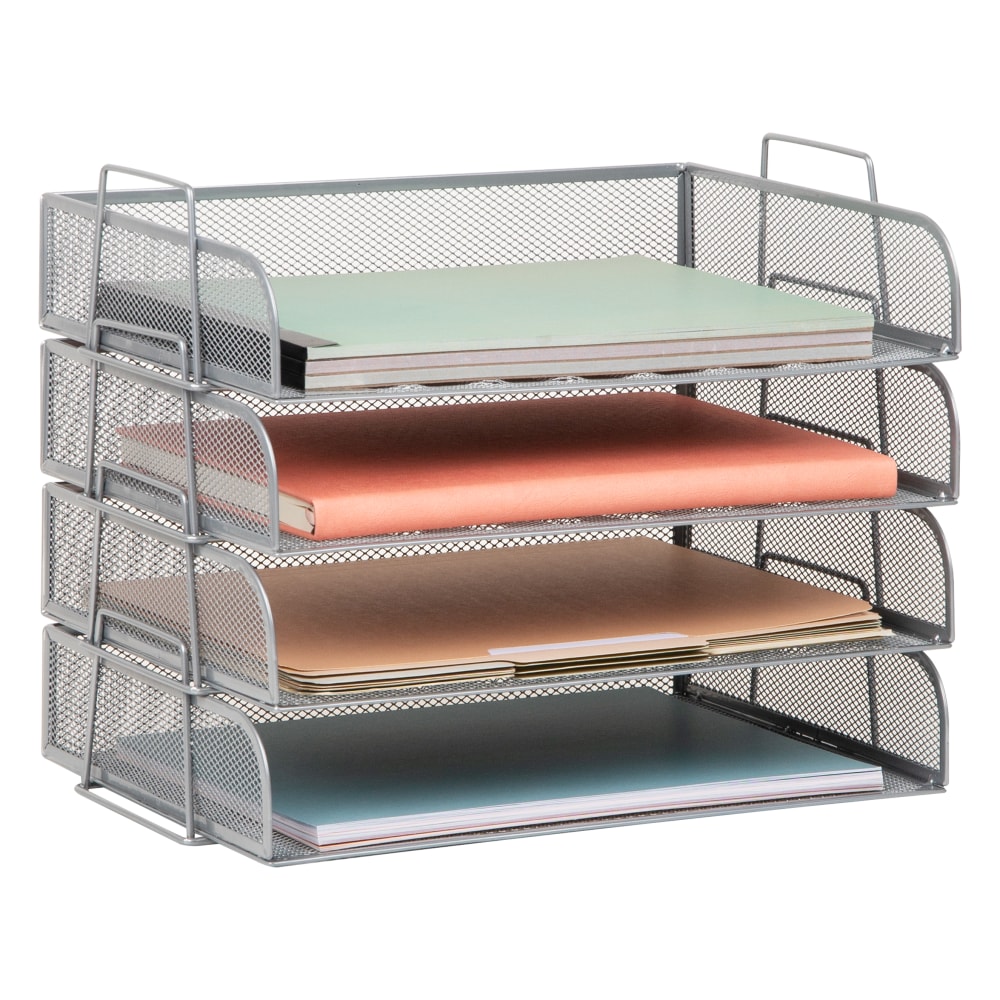 Mind Reader 4-Piece Stackable Paper Tray Desktop Organizer,
