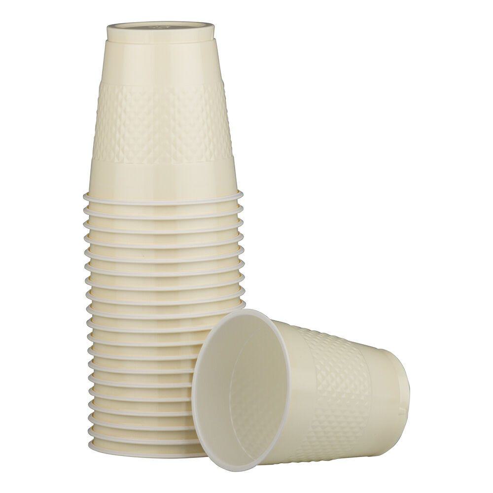 JAM PAPER Plastic Party Cups, 12 oz, Ivory,