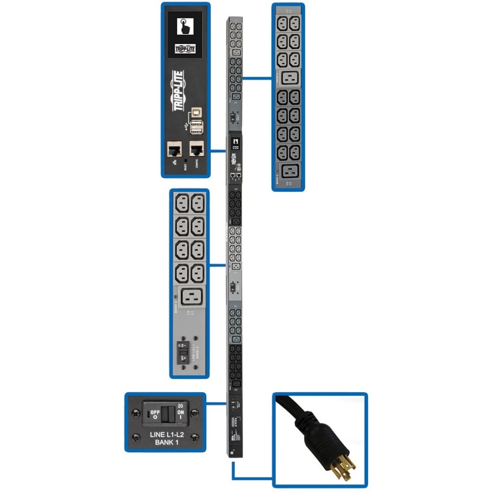 Tripp Lite 10kW 3-Phase Monitored PDU, LX Interface,