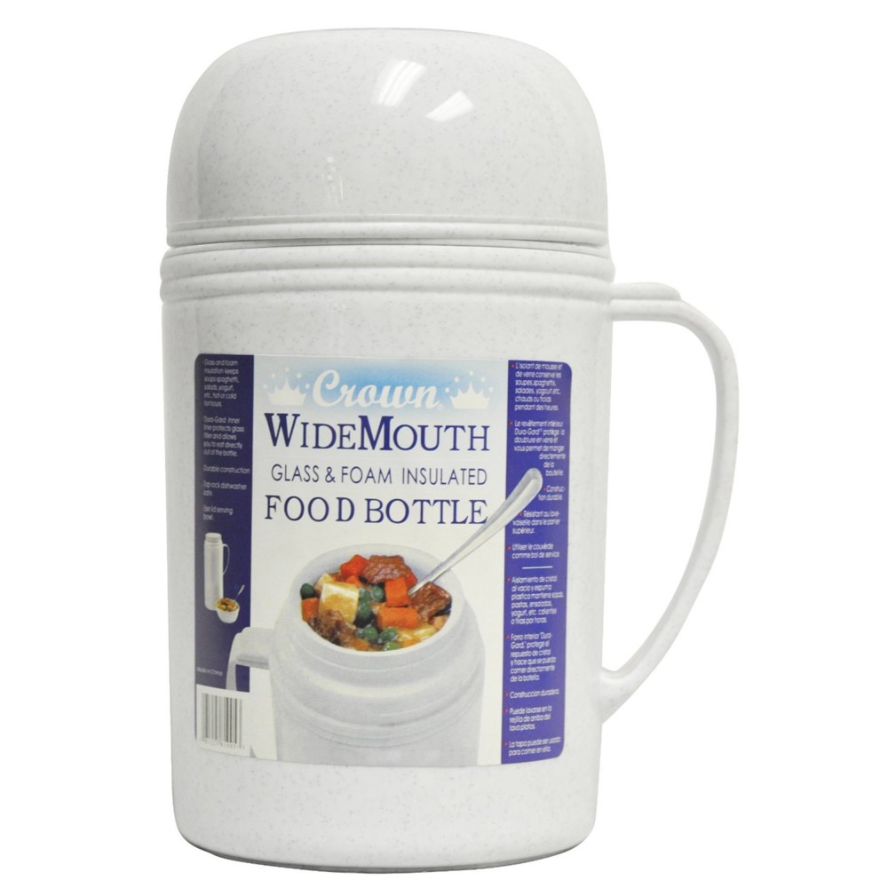 Brentwood Wide-Mouth Glass Vacuum/Foam Insulated Food Thermos,