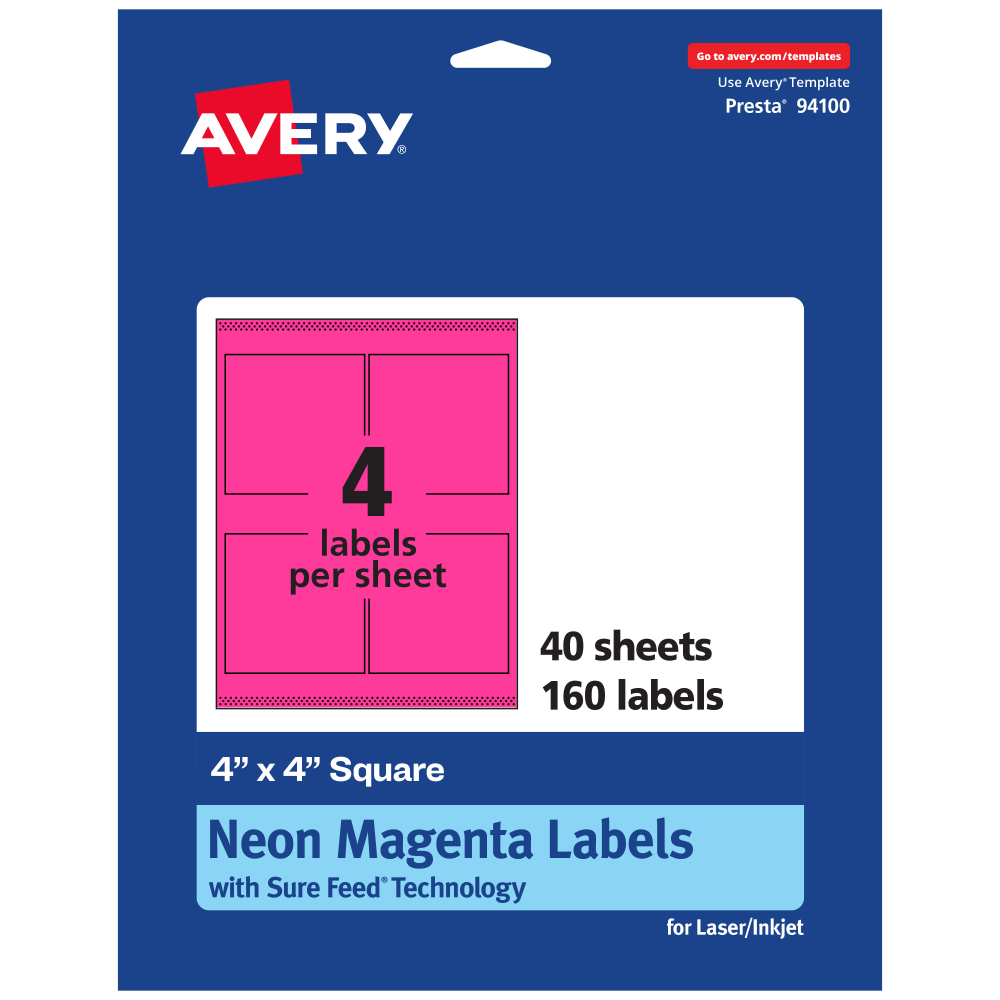Avery® Printable Labels With Sure Feed® Technology, 94100-NMP40,