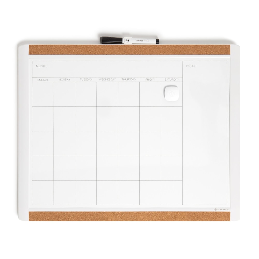 U Brands PINIT Magnetic Dry-Erase Monthly Calendar Board,