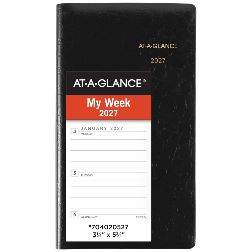 AT-A-GLANCE® Designer Cover 2027 Weekly Planner, Black, Pocket,