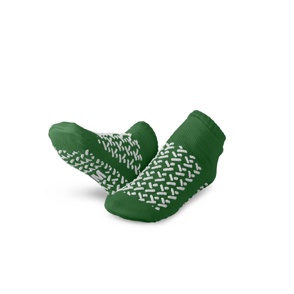 Medline Double-Tread Terrycloth Slippers, Medium, Green, Pack Of