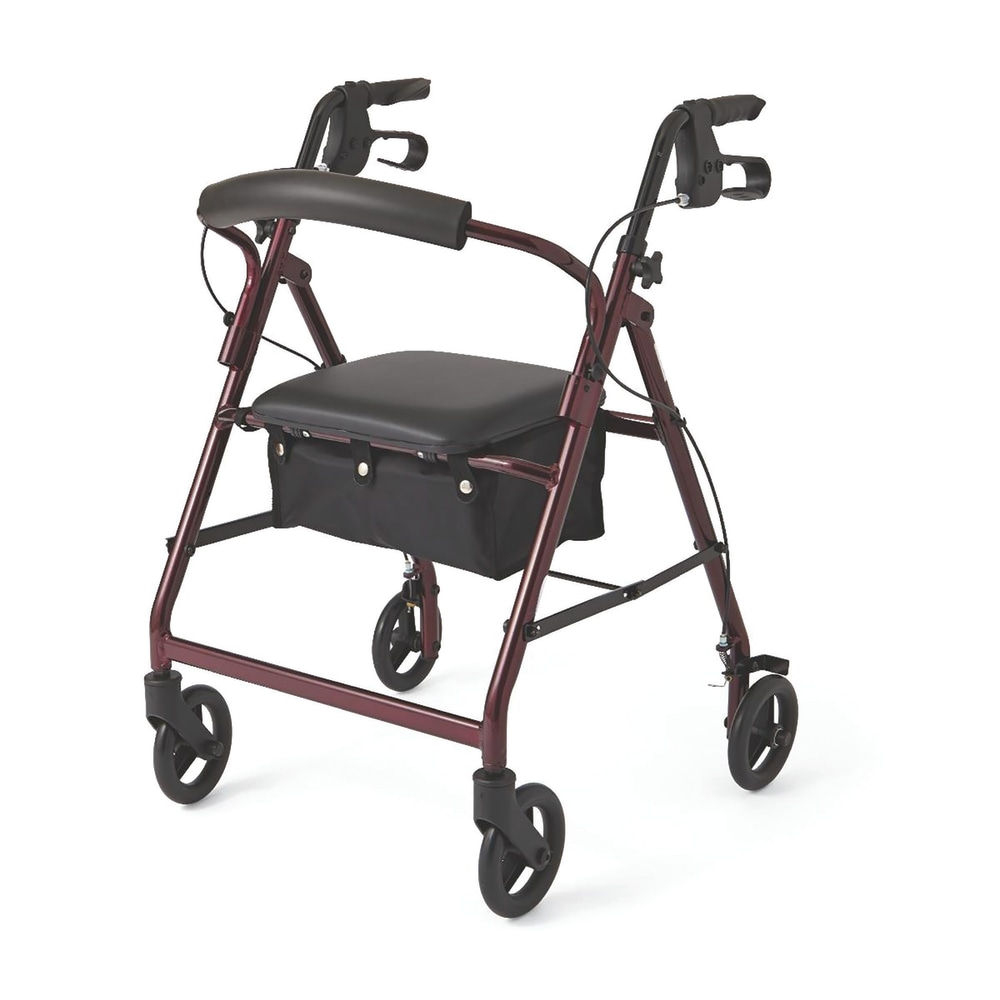 Medline Guardian Basic Rollator, 6" Wheels, Burgundy