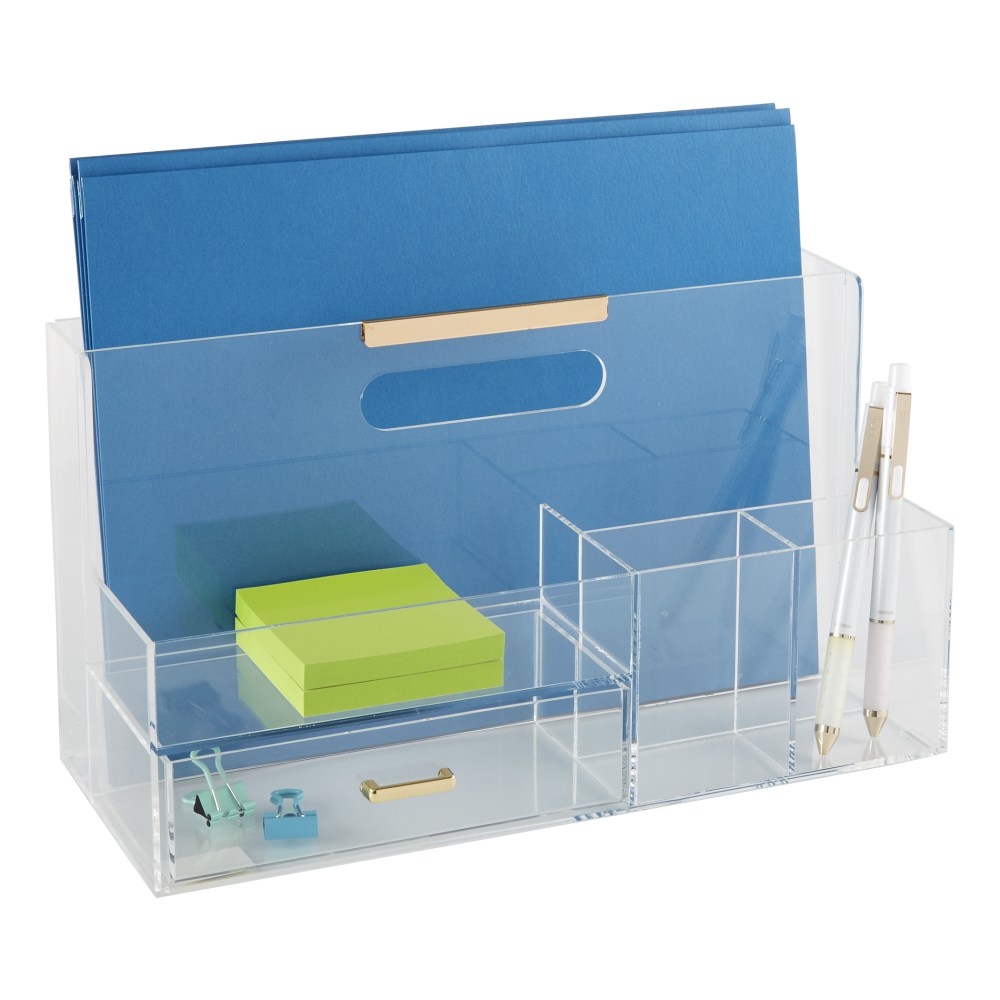 Realspace® Vayla Acrylic Desk Caddy With Drawer, 6-7/8”H