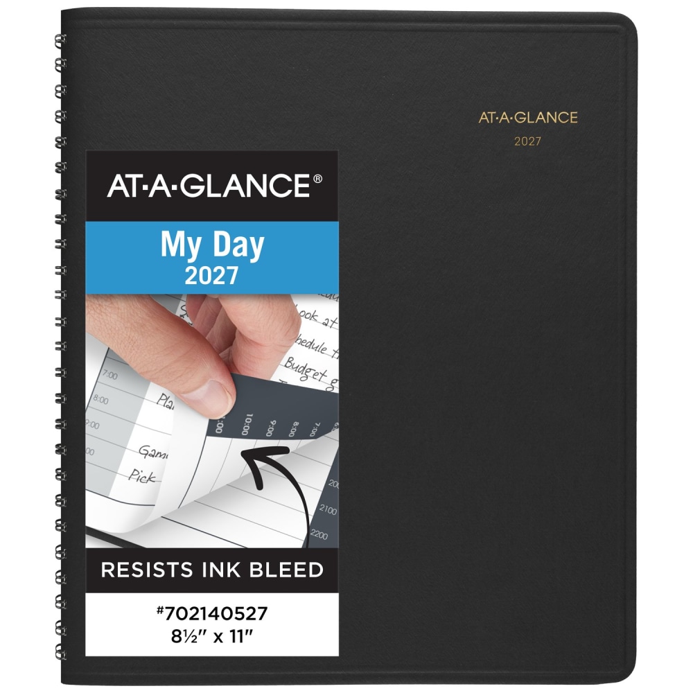 AT-A-GLANCE® 24-Hour 2027 Daily Appointment Book Planner, Black,