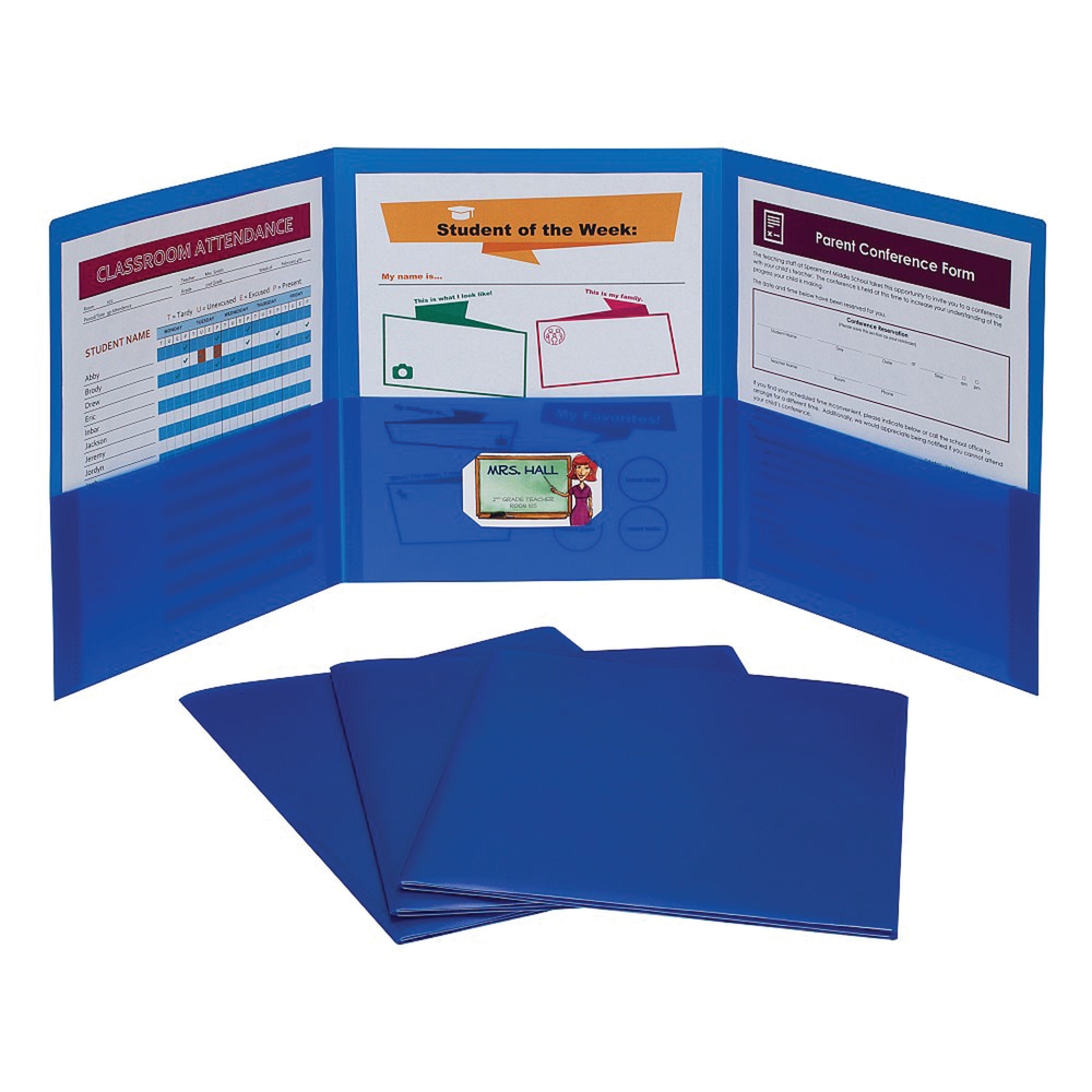 C-Line® 3-Pocket Poly Portfolios, 8-1/2" x 11", Letter