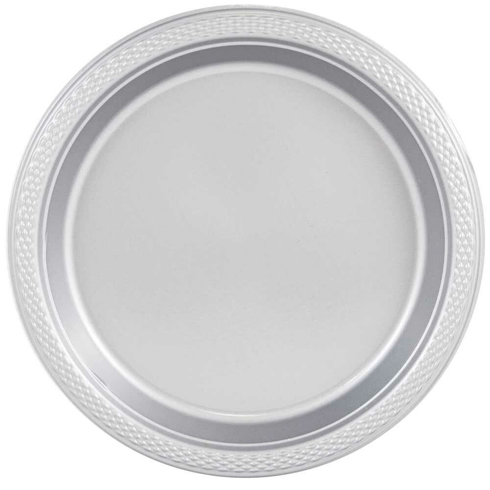 JAM PAPER Round Plastic Party Plates, Medium, 9