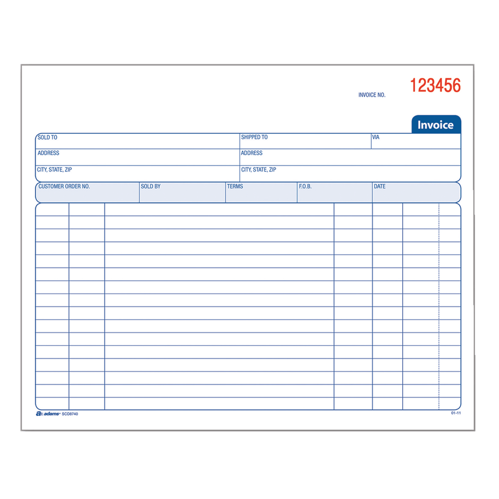 Adams® Carbonless Invoice Books, 2-Part, 8 1/2" x
