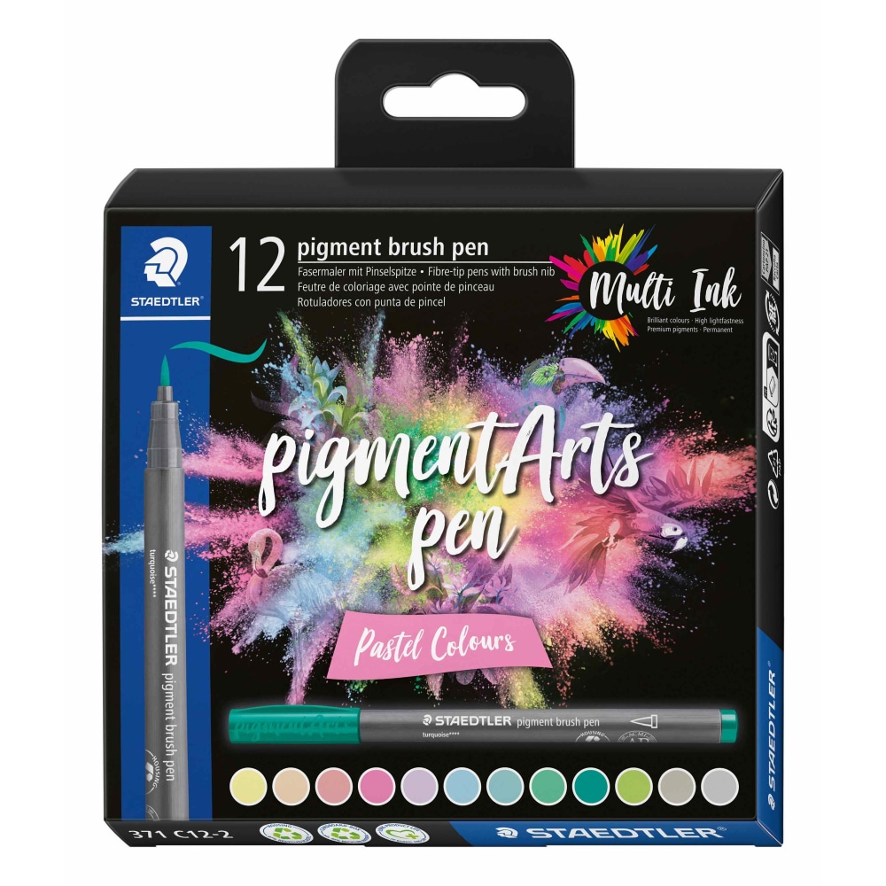 Staedtler Pigment Brush Pens, Pastel Colors, Set Of