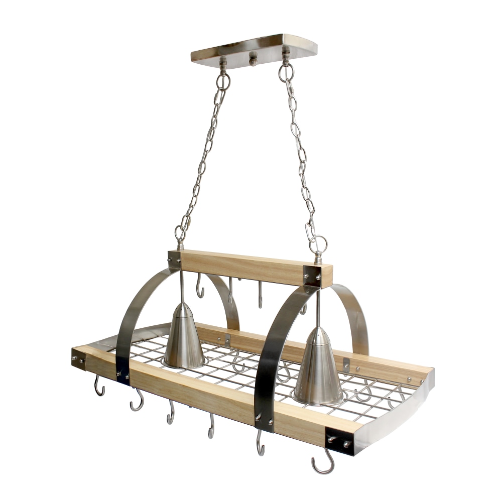 Elegant Designs 2-Light Kitchen Wood Pot Rack with