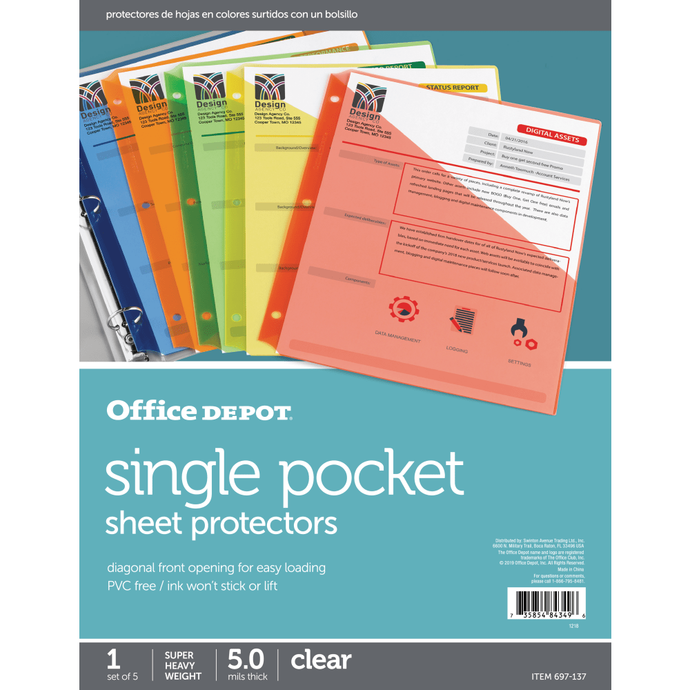 Office Depot® Brand Standard Weight Sheet Protectors, 8-1/2" x 11", Non-Glare, Box Of 100
