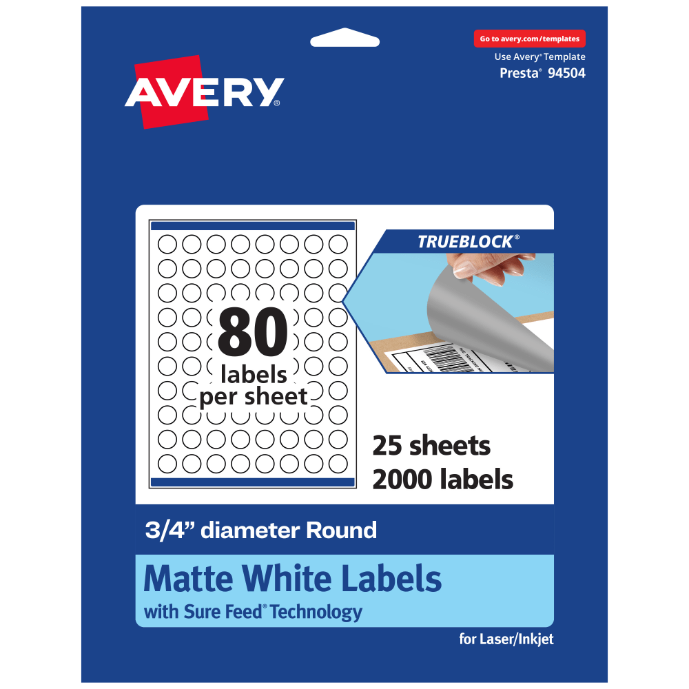 Avery® Print-To-The-Edge TrueBlock® Labels With Sure Feed®,